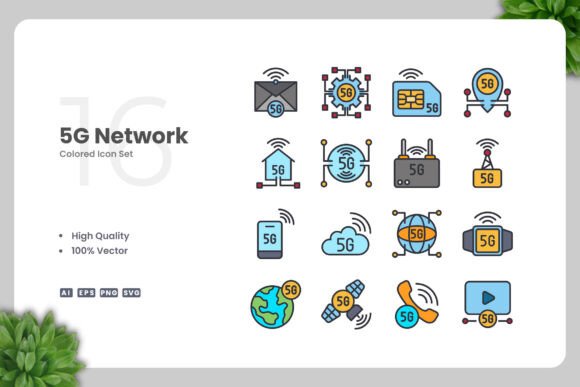5G Network Color Icons for Modern Design Needs