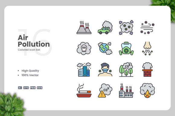 Air Pollution Color Icons: A Versatile Design Solution