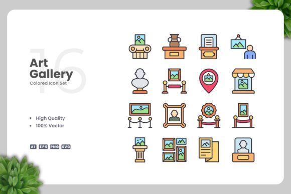 Art Gallery Color Icons for Modern Design Projects