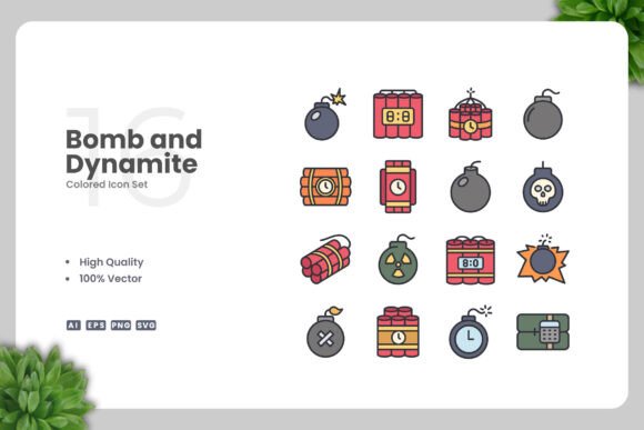 Bomb and Dynamite Color Icons: A Versatile Design Solution