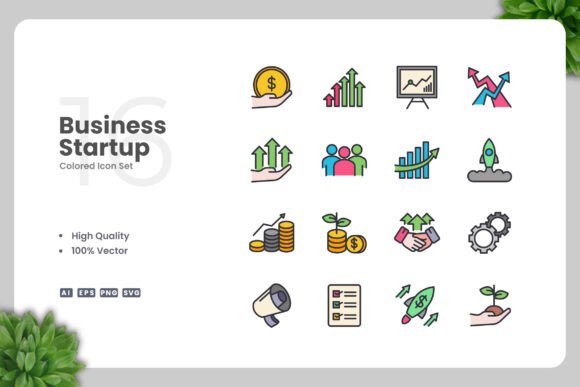 Business Startup Color Icons for Modern Design Projects