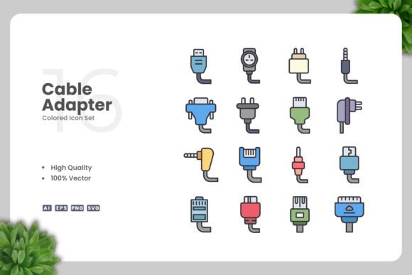Cable Adapter Color Icons: A Versatile Design Solution