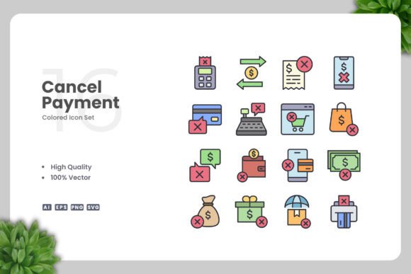 Cancel Payment Color Icons for Modern Design Needs