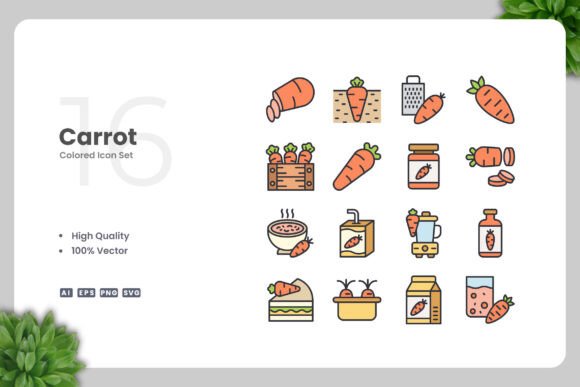 Carrot Color Icons: Simple and Clean Design for Every Project