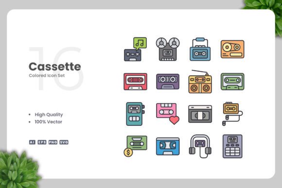 Cassette Color Icons for Modern Design Needs