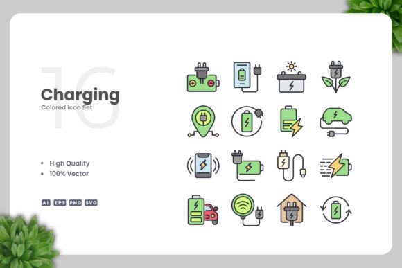 Charging Color Icons for Modern Design