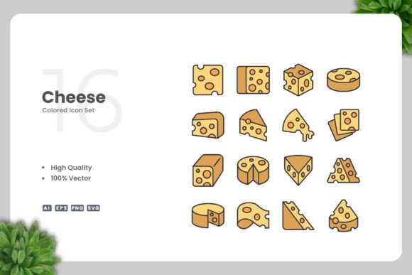 Cheese Color Icons: Creative and Clean Design