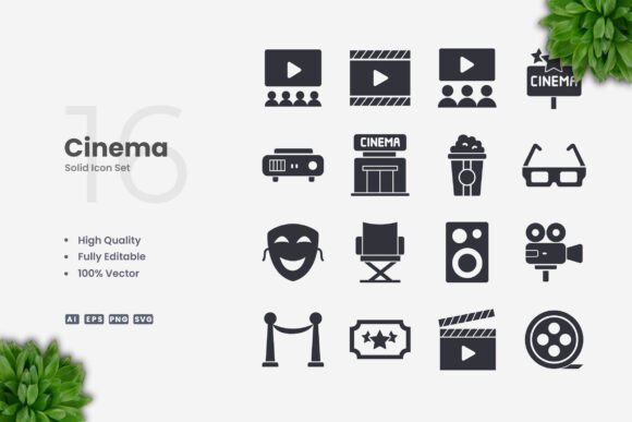 Cinema Solid Icons: A Modern Solution for Clean and Versatile Design