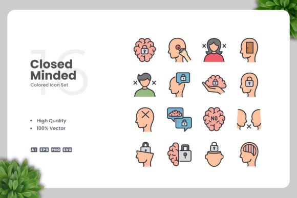 Closed Minded Color Icons for Modern Design Needs