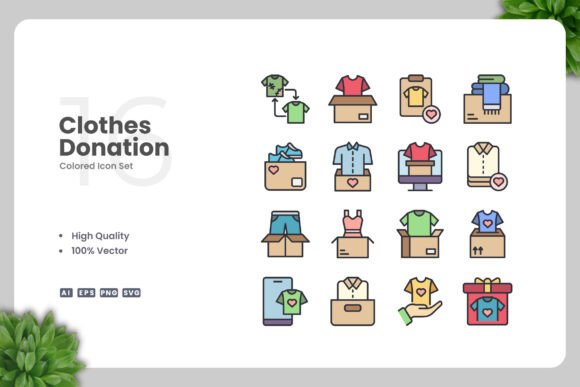 Clothes Donation Color Icons: A Versatile Design Solution