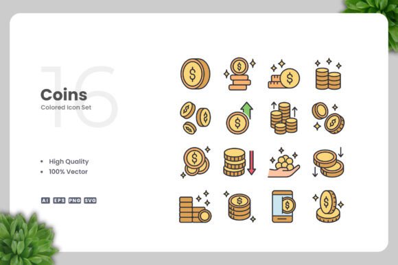 Coins Color Icons: A Modern Design Solution for Every Project