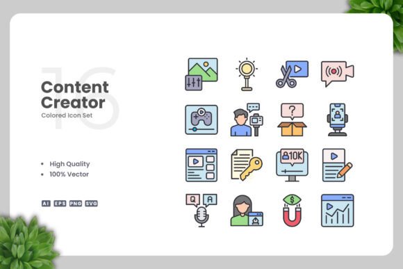 Content Creator Color Icons
