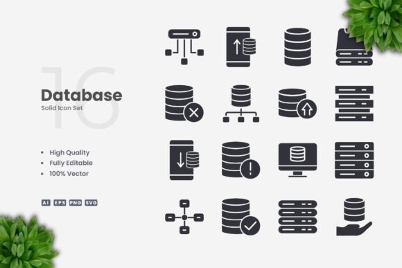 Database Solid Icons for Streamlined Design Workflows