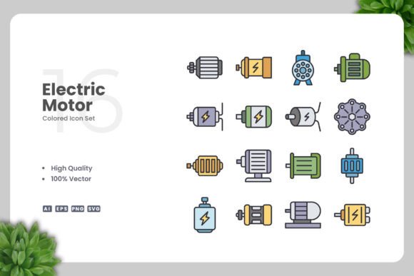 Electric Motor Color Icons: A Versatile Design Solution