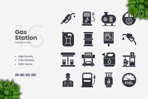 Gas Station Solid Icons: A Versatile Design Resource for Modern Projects