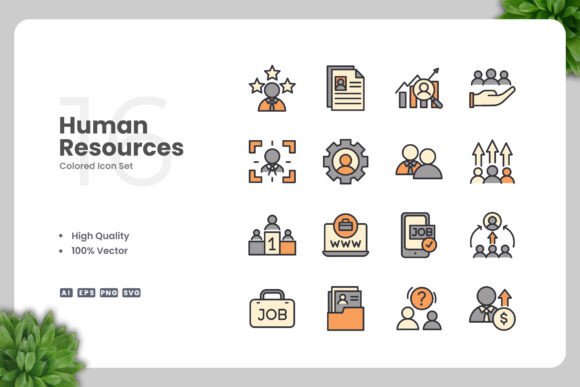 Human Resources Color Icons: Simple and Stylish