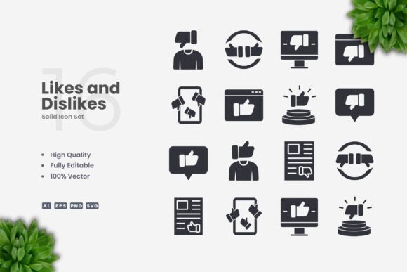 Likes and Dislikes Solid Icons: A Versatile Design Solution