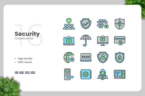 Security Color Icons for Modern Design Projects